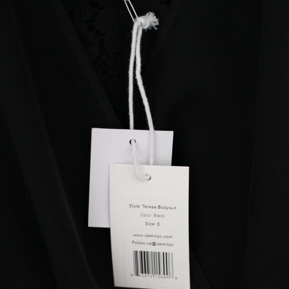 BNWT Cami NYC Silk & Lace Teresa V-Neck Bodysuit in Black, Sz. S/US 2, RRP$345 - Picture 7 of 7